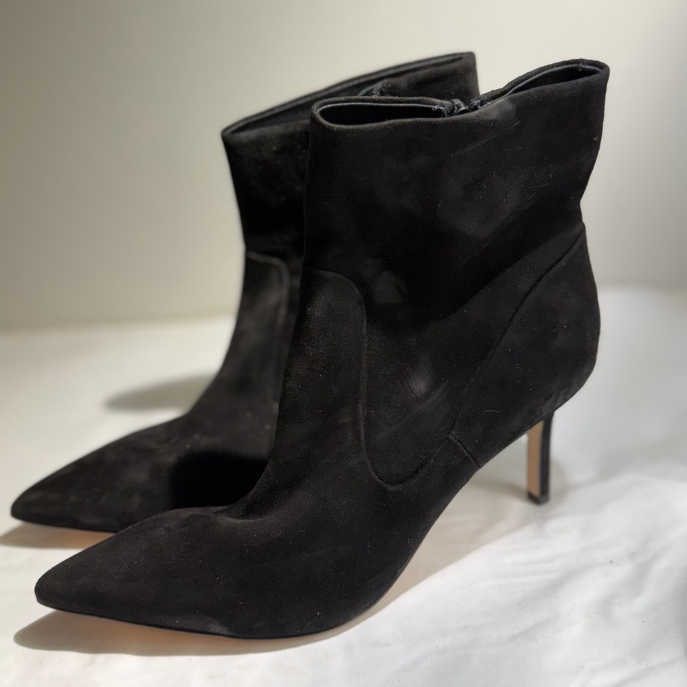 Veto Cuoio Elegant Black Ankle Heeled Boots Size 10 M